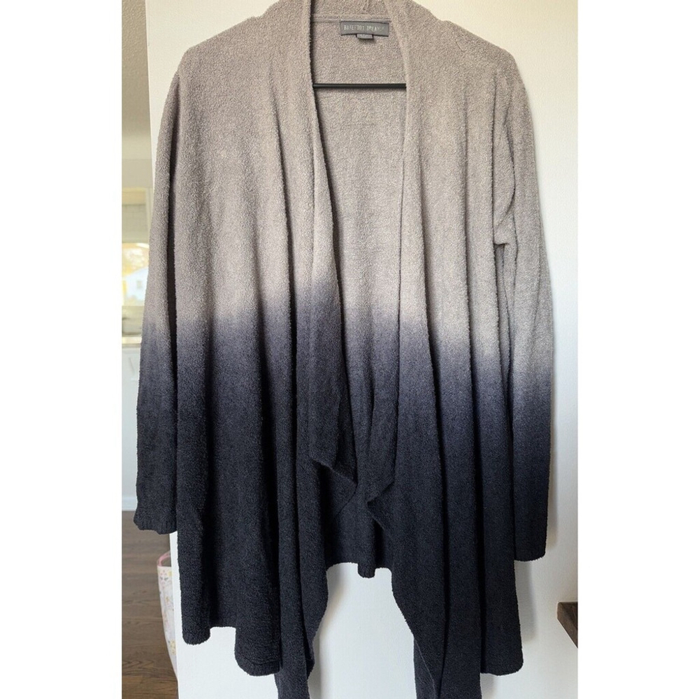 BAREFOOT DREAMS Bamboo Chic Lite $140 Draped Open Sweater Ombre Size L/XL